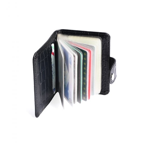 کیف جاکارتی دکمه دار چرم کروکودیل مشکی