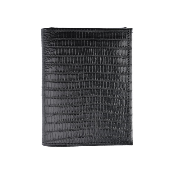 کیف پول کتابی ارگ چرم مشکی لیزارد