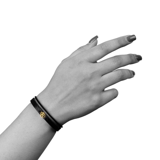 دستبند طلا چرم حرف R